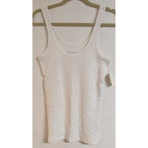 NWT~Women's AEROPOSTALE White Ribbed Cotton Sequined Sleeveless Tank Top LG